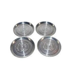 Vtg Pewter Monogram M round coaster set  4pc set
